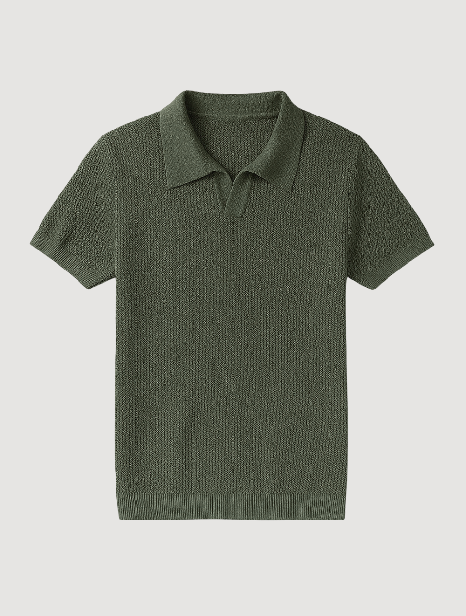 Eloro – Men’s Knitted Polo Shirt with Buttonless Collar