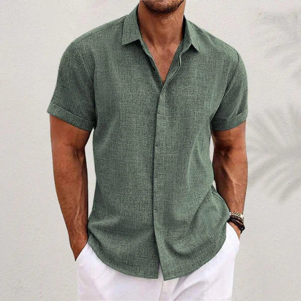 Eloro – Men’s Linen Short-Sleeve Shirt with Classic Button-Up Design