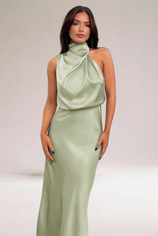 Eloro – Women’s Satin Halter Gown with Flowy Silhouette
