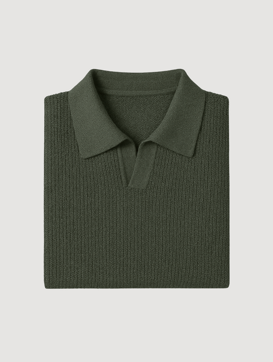 Eloro – Men’s Knitted Polo Shirt with Buttonless Collar