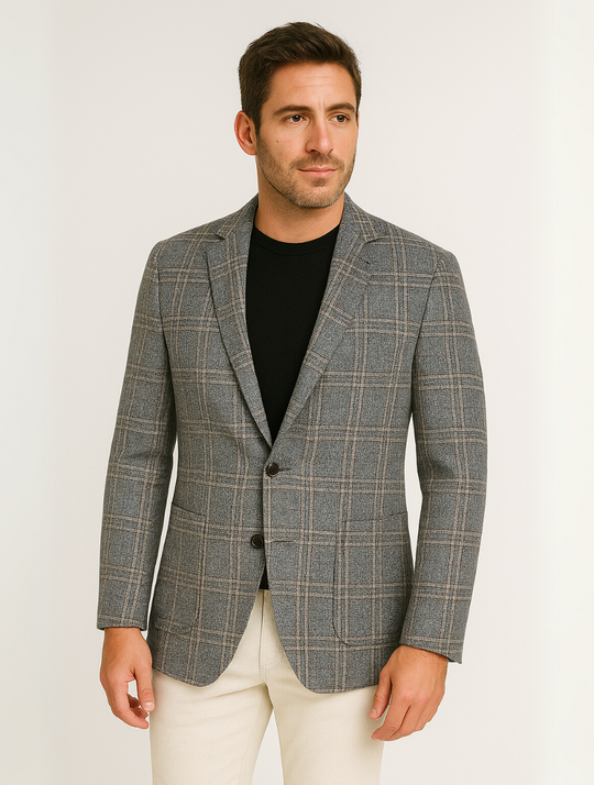 Eloro – Men’s Printed Blazer with Tailored Fit and Minimal Lapel
