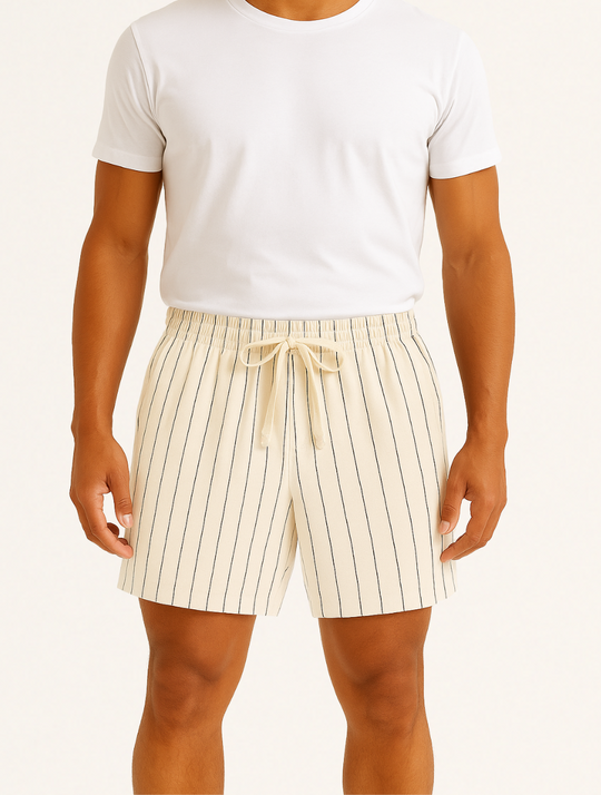 Eloro – Men’s Striped Linen Shorts with Relaxed Fit and Drawstring Waist
