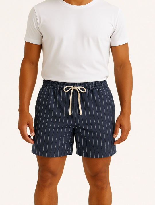 Eloro – Men’s Striped Linen Shorts with Relaxed Fit and Drawstring Waist