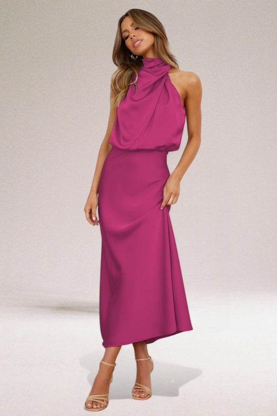 Eloro – Women’s Satin Halter Gown with Flowy Silhouette