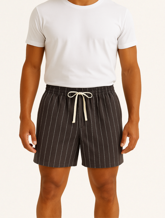 Eloro – Men’s Striped Linen Shorts with Relaxed Fit and Drawstring Waist