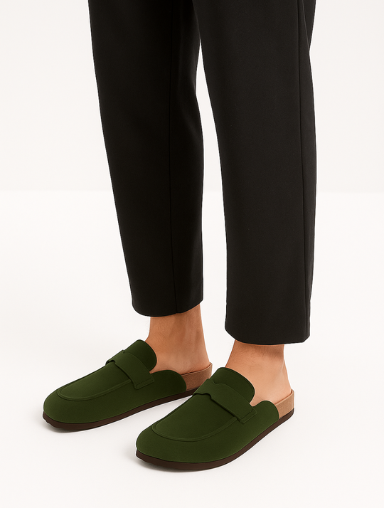 Eloro – Men’s Suede Loafer Mules with Backless Design