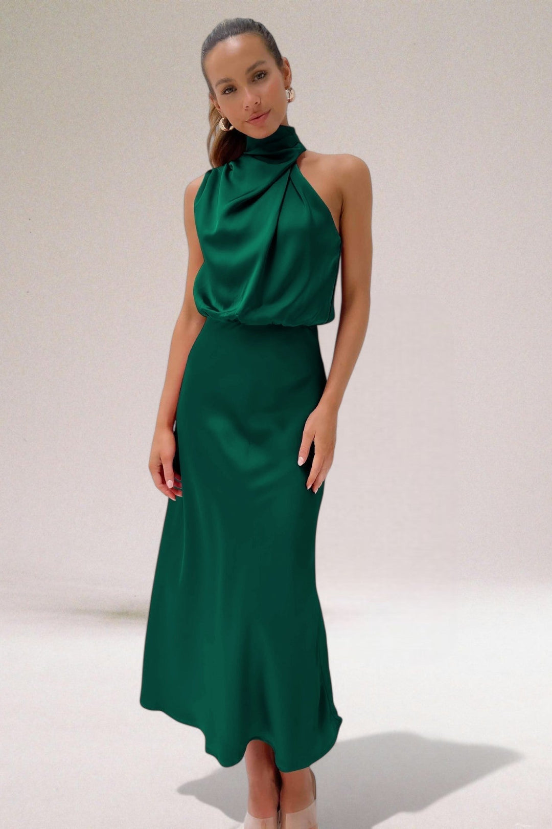 Eloro – Women’s Satin Halter Gown with Flowy Silhouette
