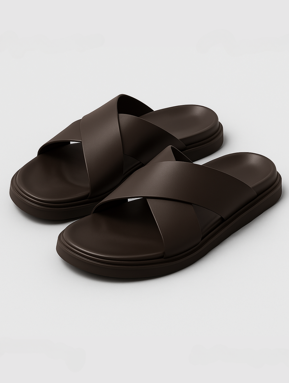 Eloro – Men’s Cross-Tied Leather Slides with Contoured Footbed