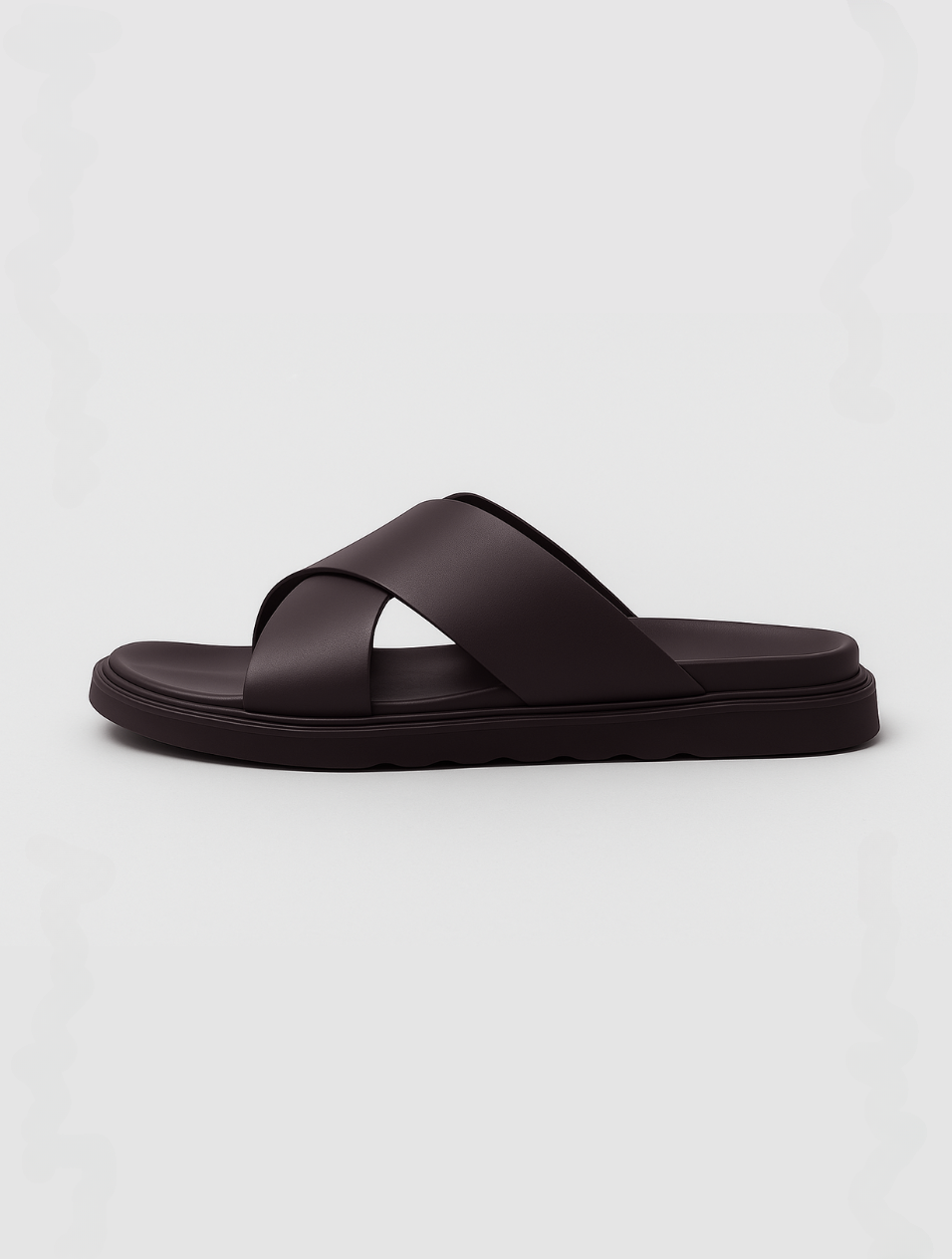 Eloro – Men’s Cross-Tied Leather Slides with Contoured Footbed