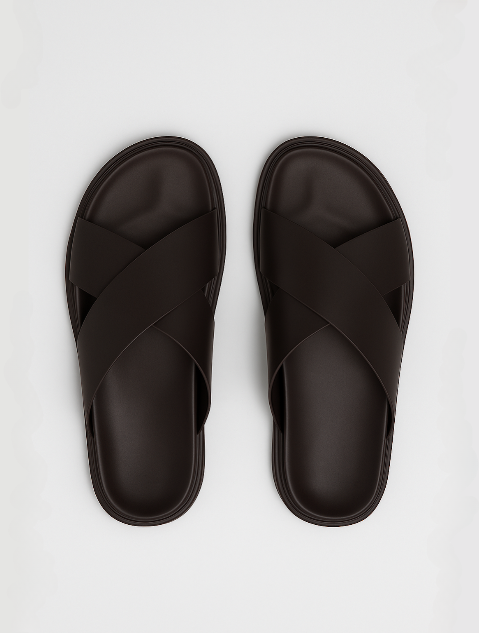 Eloro – Men’s Cross-Tied Leather Slides with Contoured Footbed