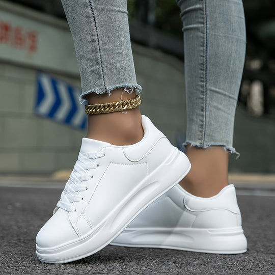 Eloro – Women’s Clean White Faux Leather Sneakers for Everyday Style