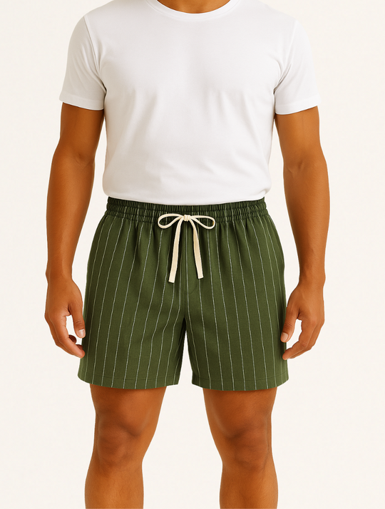 Eloro – Men’s Striped Linen Shorts with Relaxed Fit and Drawstring Waist