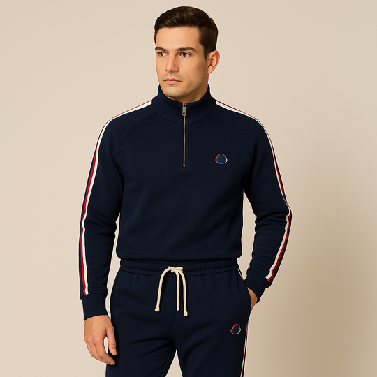 Eloro – Cotton Tracksuit with Half-Zip Top and Joggers