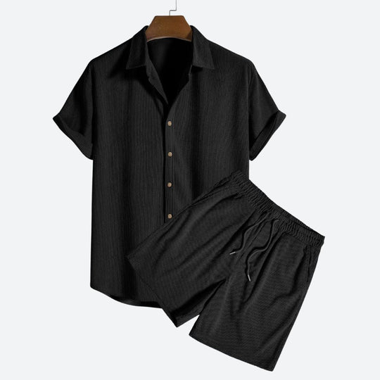Eloro – Men’s Corduroy Summer Set with Short-Sleeve Shirt and Matching Shorts