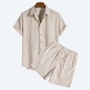 Eloro – Men’s Corduroy Summer Set with Short-Sleeve Shirt and Matching Shorts