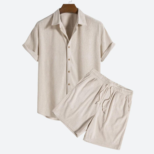Eloro – Men’s Corduroy Summer Set with Short-Sleeve Shirt and Matching Shorts