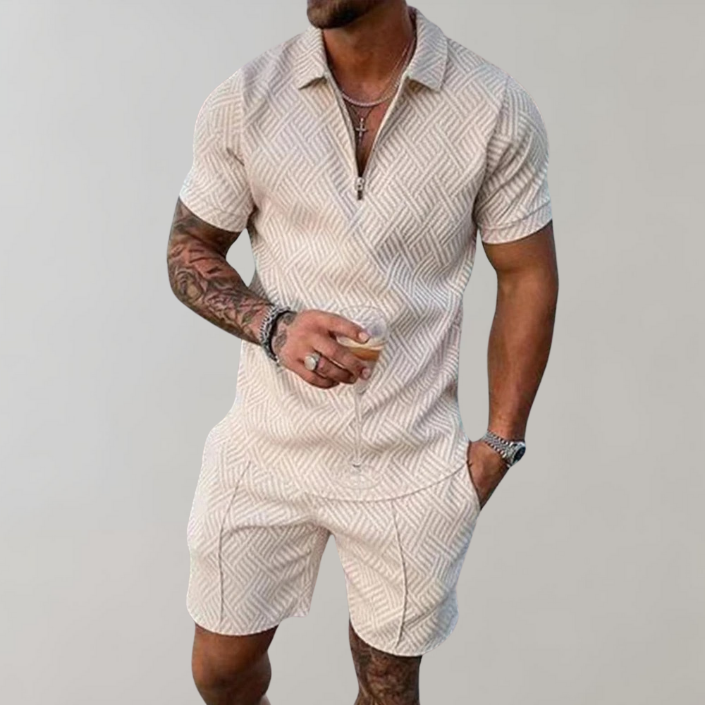 Eloro – Zip Polo and Shorts Set for Effortless Summer Style