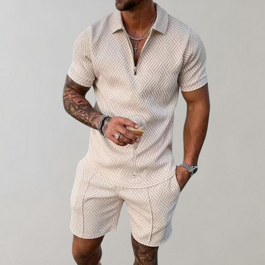 Eloro – Zip Polo and Shorts Set for Effortless Summer Style