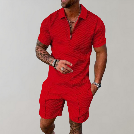 Eloro – Zip Polo and Shorts Set for Effortless Summer Style