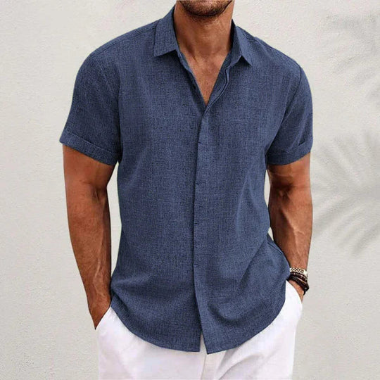 Eloro – Men’s Linen Short-Sleeve Shirt with Classic Button-Up Design