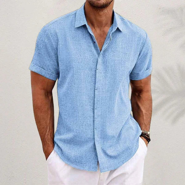Eloro – Men’s Linen Short-Sleeve Shirt with Classic Button-Up Design