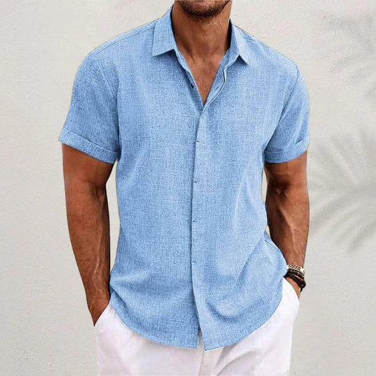 Eloro – Men’s Linen Short-Sleeve Shirt with Classic Button-Up Design