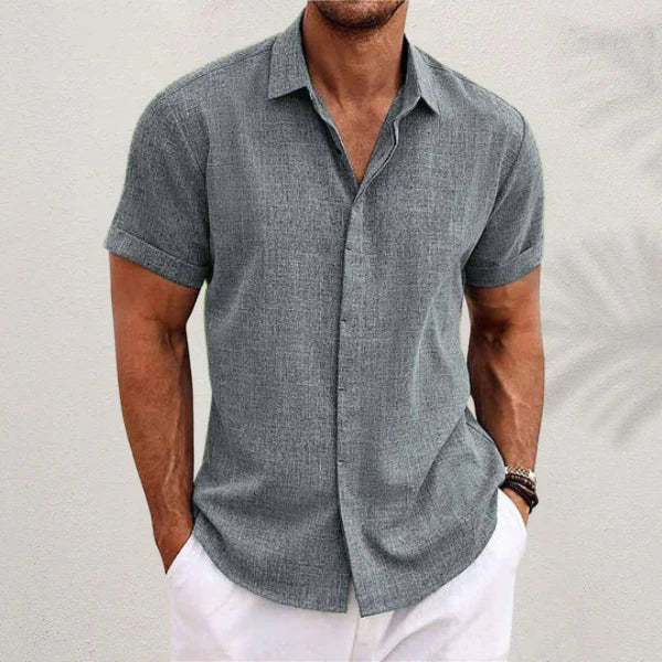 Eloro – Men’s Linen Short-Sleeve Shirt with Classic Button-Up Design