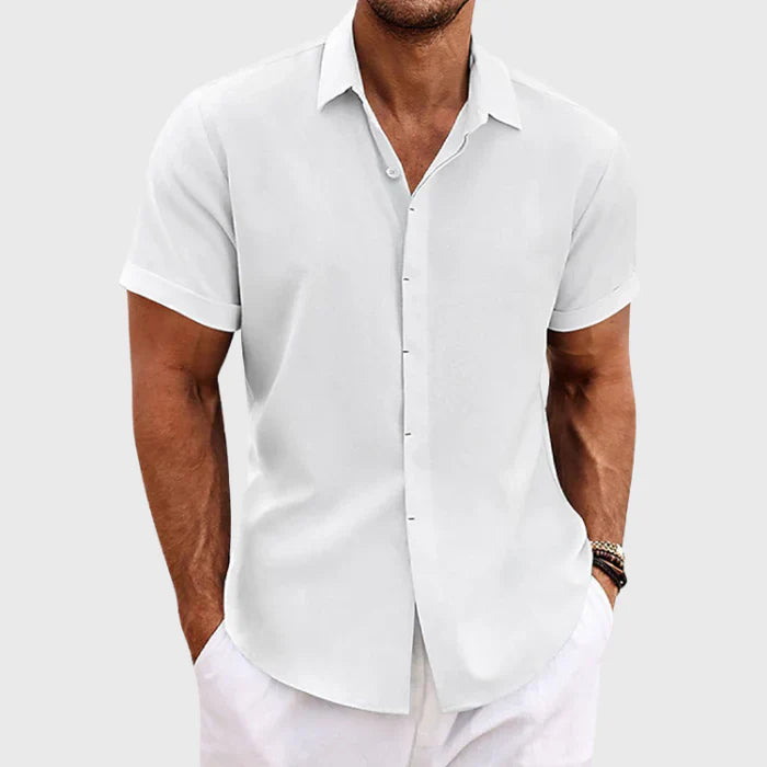 Eloro – Men’s Linen Short-Sleeve Shirt with Classic Button-Up Design