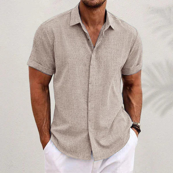 Eloro – Men’s Linen Short-Sleeve Shirt with Classic Button-Up Design