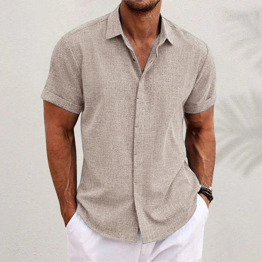 Eloro – Men’s Linen Short-Sleeve Shirt with Classic Button-Up Design