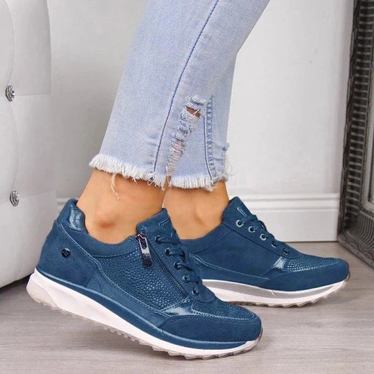 Eloro – Women’s Platform Sneakers with Side Zip and Metallic Trim