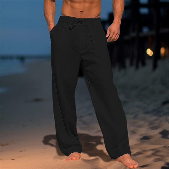 Eloro – Linen Trousers with Drawstring Waist and Relaxed Fit