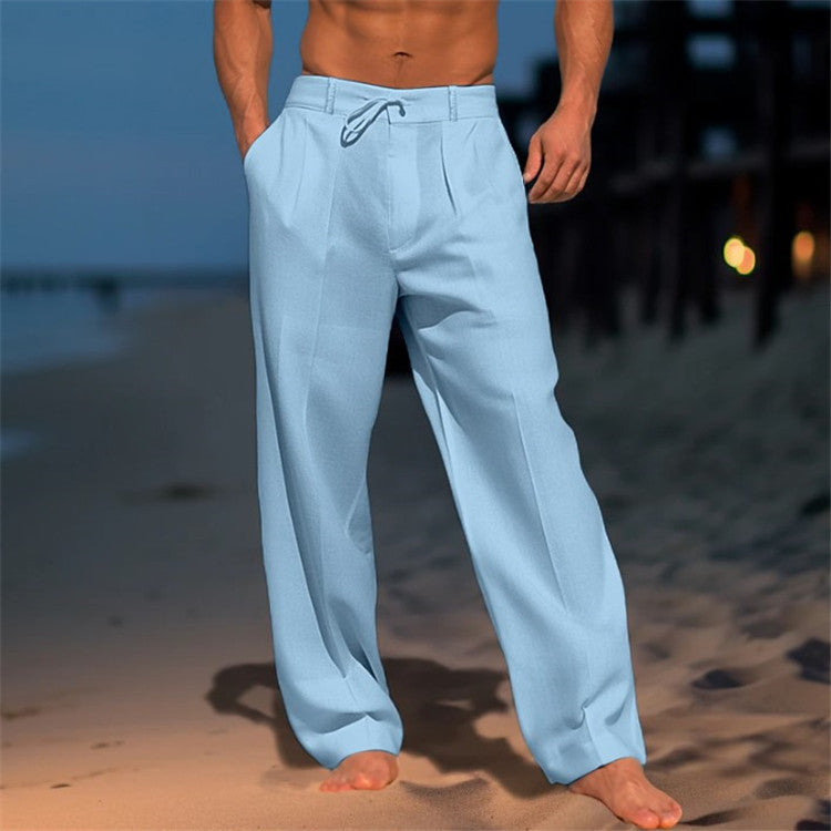 Eloro – Linen Trousers with Drawstring Waist and Relaxed Fit