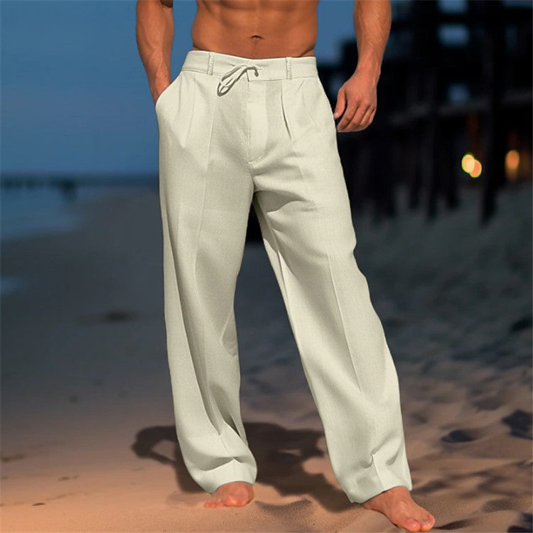 Eloro – Linen Trousers with Drawstring Waist and Relaxed Fit
