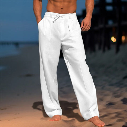 Eloro – Linen Trousers with Drawstring Waist and Relaxed Fit