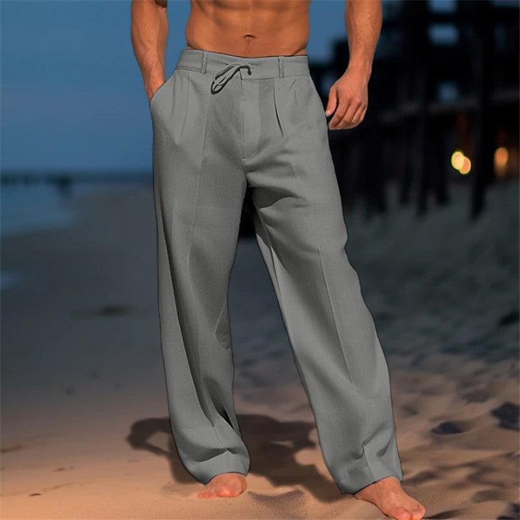 Eloro – Linen Trousers with Drawstring Waist and Relaxed Fit