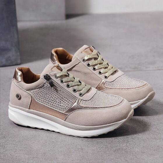 Eloro – Women’s Platform Sneakers with Side Zip and Metallic Trim