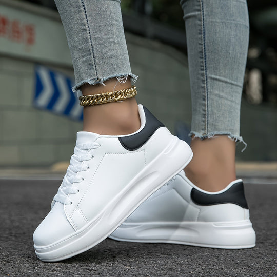 Eloro – Women’s Clean White Faux Leather Sneakers for Everyday Style