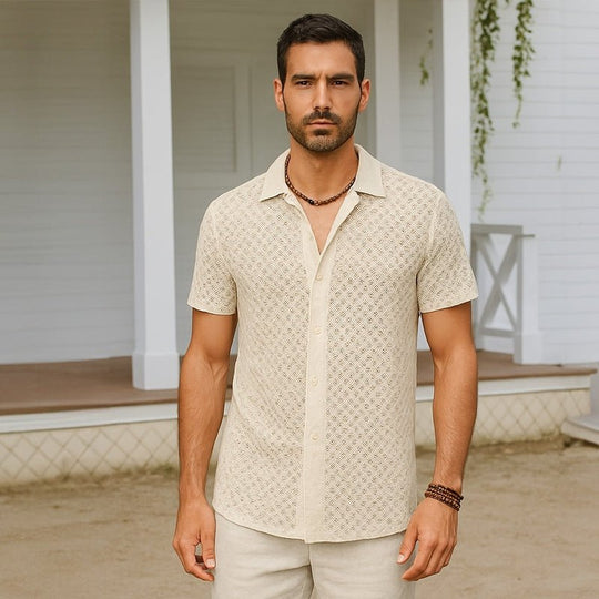 Eloro – Vintage Lace Shirt in Breathable Cotton Blend