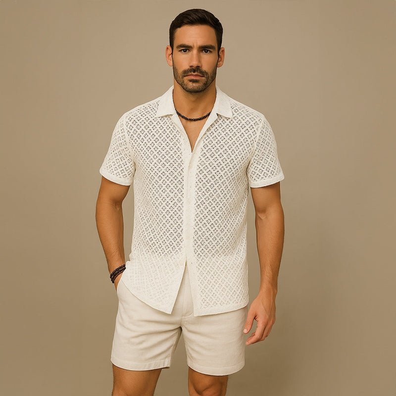 Eloro – Vintage Lace Shirt in Breathable Cotton Blend